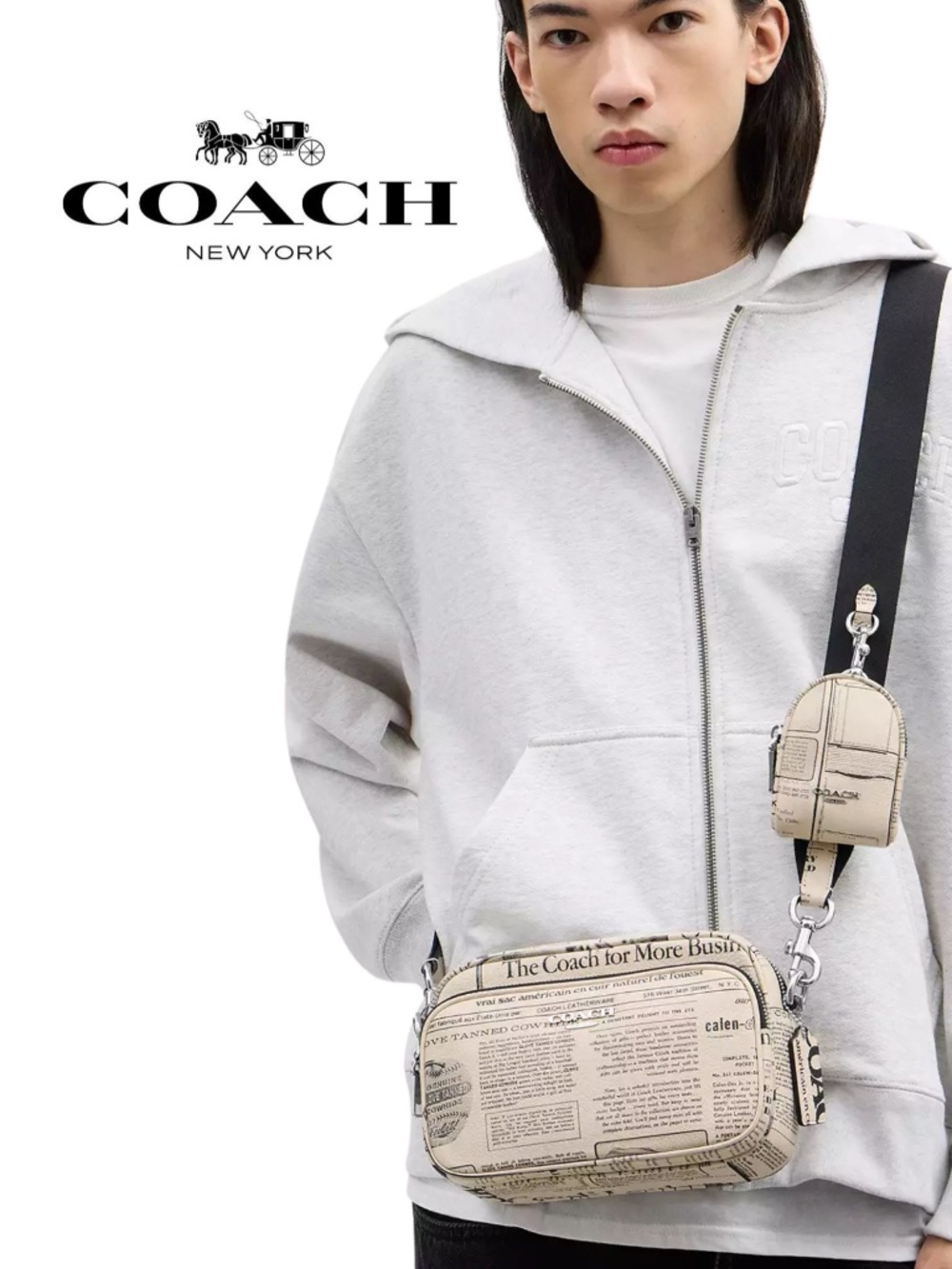 Coach Finlay Crossbody Bag In Newspaper Print - Unisex